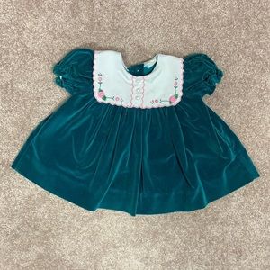Vintage baby togs green velvet dress 6/9 months